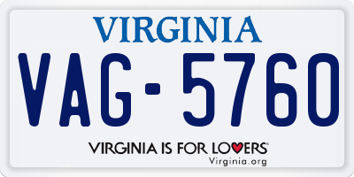 VA license plate VAG5760