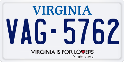 VA license plate VAG5762