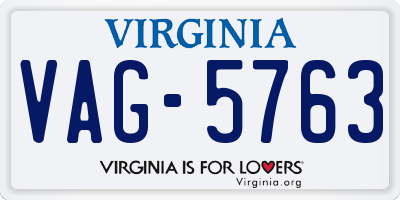 VA license plate VAG5763