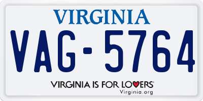 VA license plate VAG5764