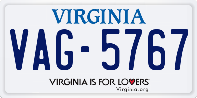 VA license plate VAG5767
