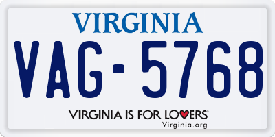 VA license plate VAG5768