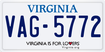 VA license plate VAG5772