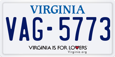 VA license plate VAG5773