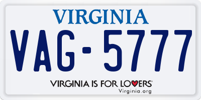 VA license plate VAG5777