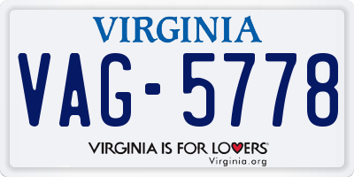 VA license plate VAG5778