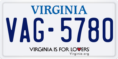 VA license plate VAG5780