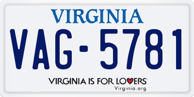 VA license plate VAG5781