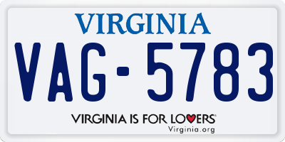 VA license plate VAG5783
