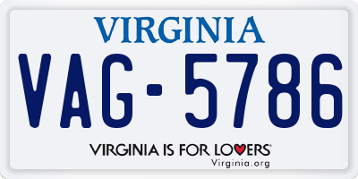 VA license plate VAG5786