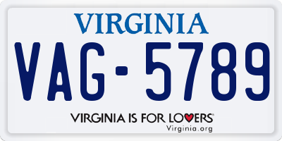 VA license plate VAG5789