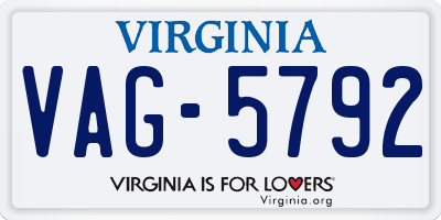 VA license plate VAG5792