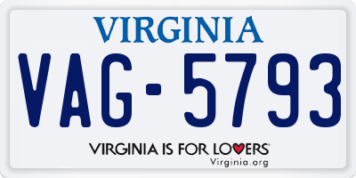VA license plate VAG5793