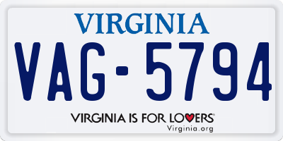 VA license plate VAG5794