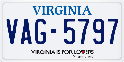 VA license plate VAG5797