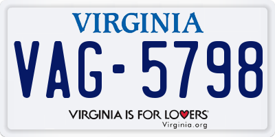VA license plate VAG5798