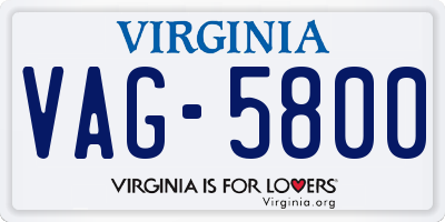 VA license plate VAG5800