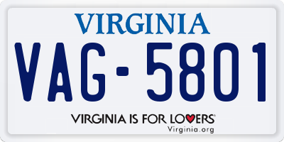 VA license plate VAG5801