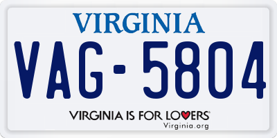 VA license plate VAG5804
