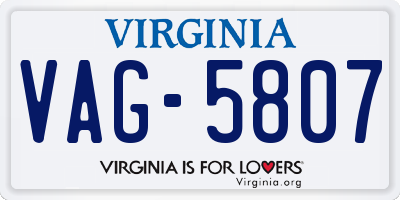 VA license plate VAG5807