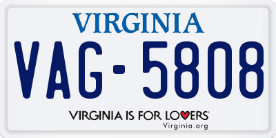 VA license plate VAG5808