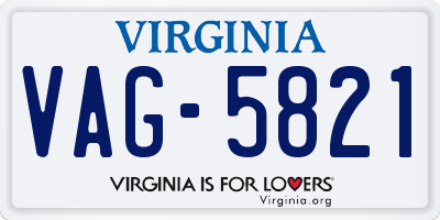 VA license plate VAG5821