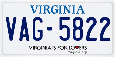VA license plate VAG5822