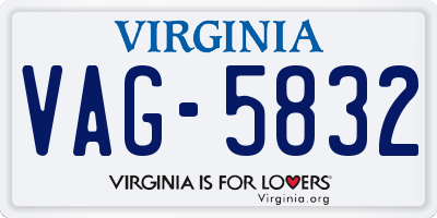 VA license plate VAG5832