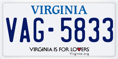 VA license plate VAG5833