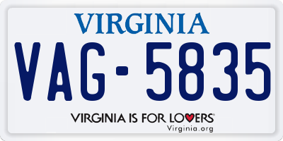 VA license plate VAG5835