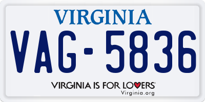 VA license plate VAG5836