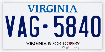 VA license plate VAG5840