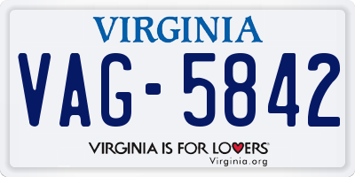 VA license plate VAG5842