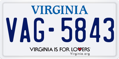 VA license plate VAG5843