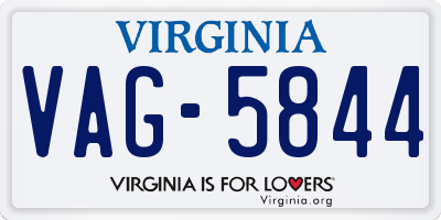VA license plate VAG5844