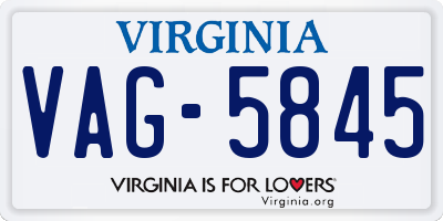 VA license plate VAG5845