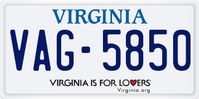 VA license plate VAG5850