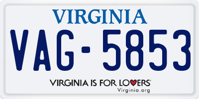 VA license plate VAG5853