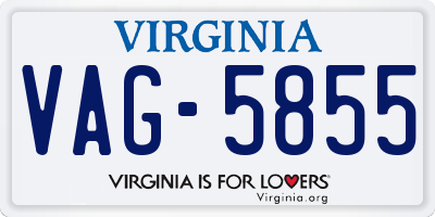 VA license plate VAG5855