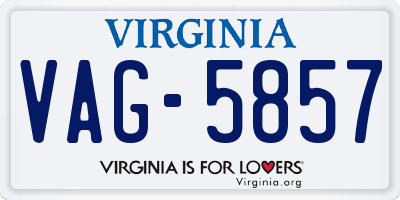 VA license plate VAG5857