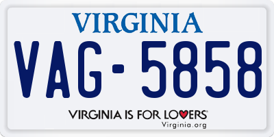 VA license plate VAG5858