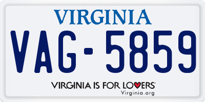 VA license plate VAG5859