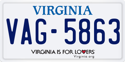 VA license plate VAG5863