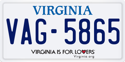 VA license plate VAG5865