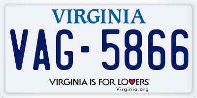 VA license plate VAG5866