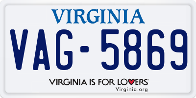 VA license plate VAG5869