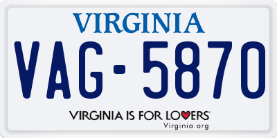VA license plate VAG5870