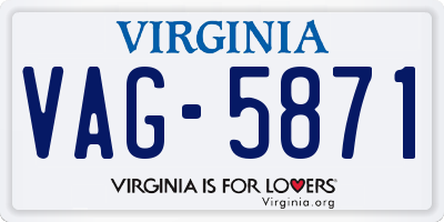 VA license plate VAG5871