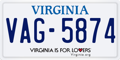 VA license plate VAG5874