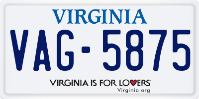 VA license plate VAG5875